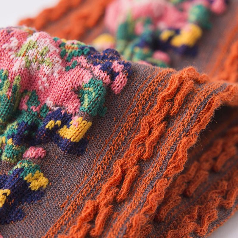 Vintage Embroidered Floral Socks Elegant Comfortable Cotton Blend