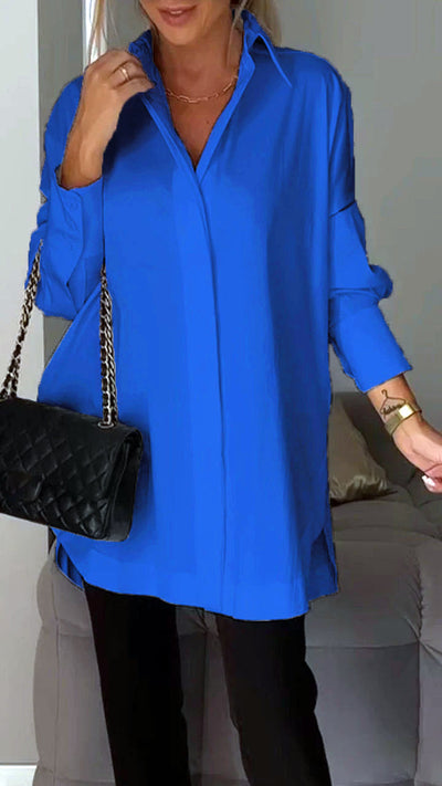 Lapel Slit Shirt Stylish Casual Lightweight Comfortable Design