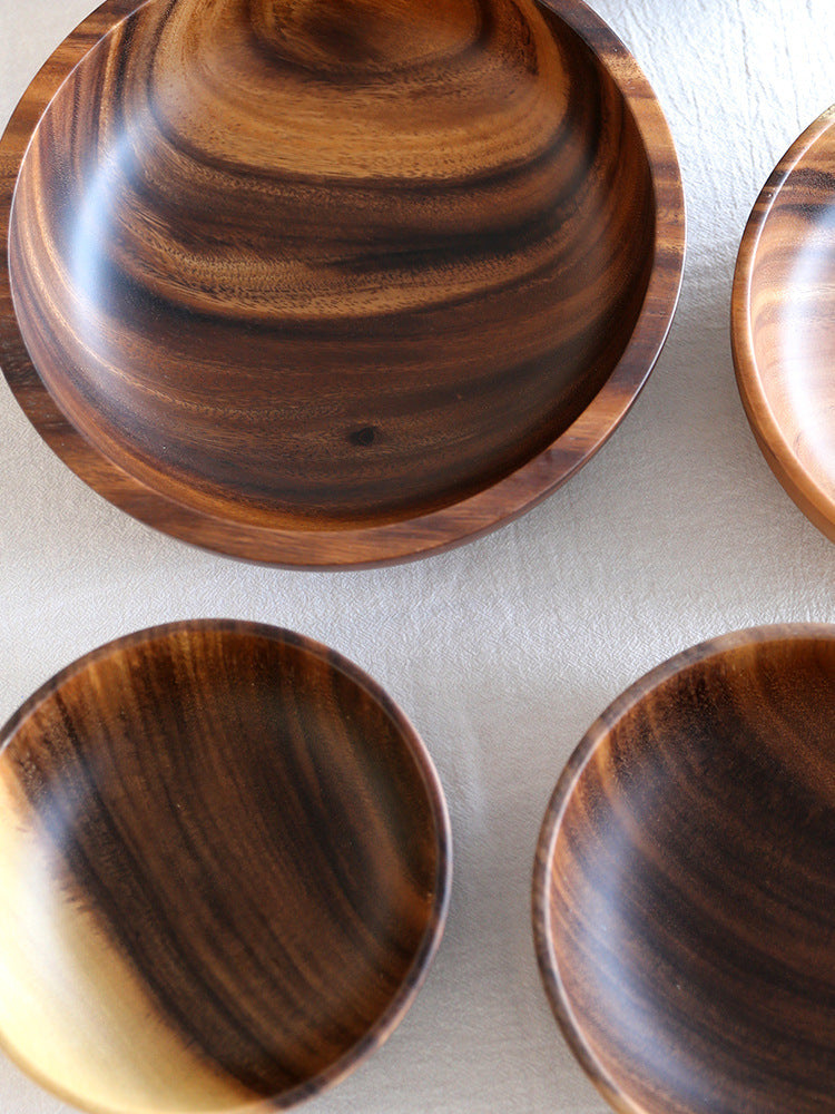 Natural Wooden Bowl For Kitchen Fruit Salad And Food Serving
