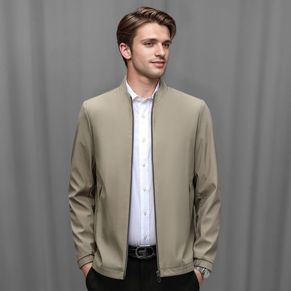 Men's Standing Collar Zipper Jacket Casual Lightweight Outerwear