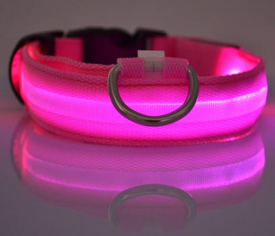 Nylon LED Dog Collar Adjustable Luminous Safety Glow Night Light