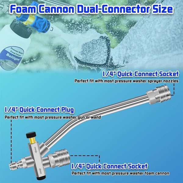 Foam Cannon Dual Connector Accessory For Efficient Car Washing