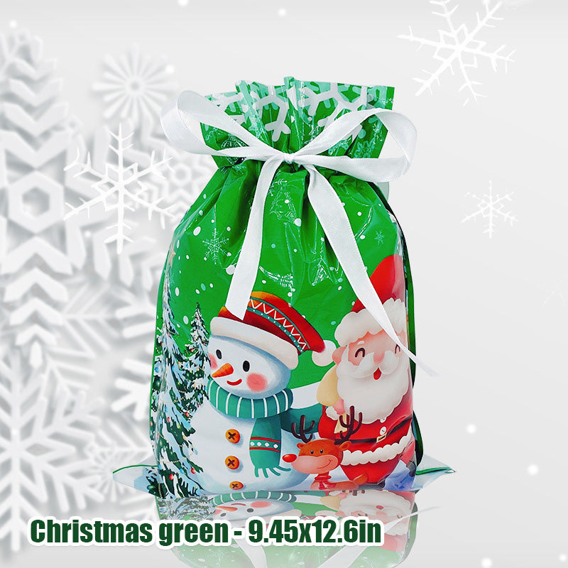 Christmas Drawstring Gift Bag Festive Holiday Present Pouch