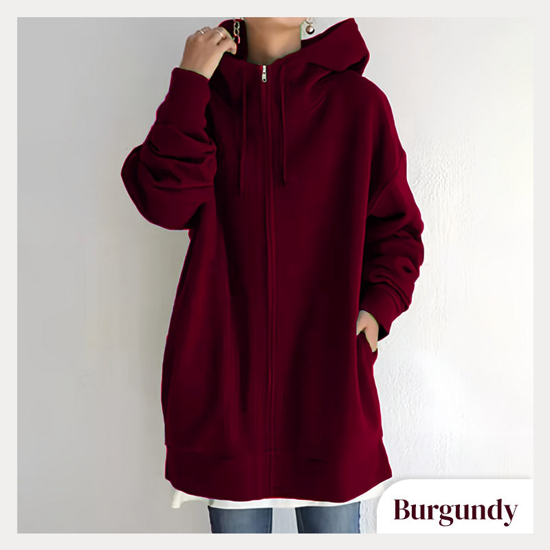 Women's Hooded Sweater Zippered Autumn Winter Warm Pullover