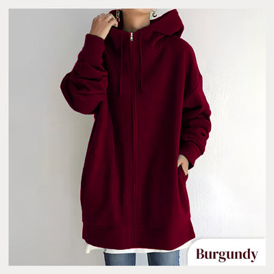 Women's Hooded Sweater Zippered Autumn Winter Warm Pullover