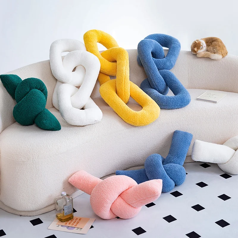 Plush Chain Knot Pillow Soft Decorative Cushion For Sofa And Home