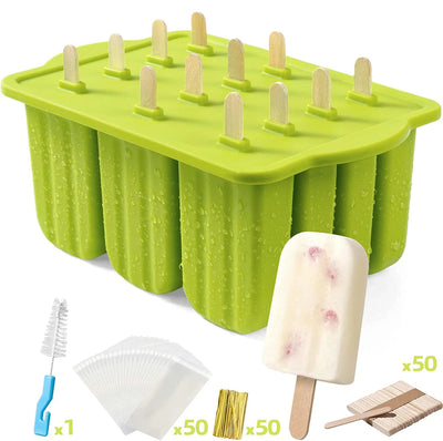 Silicone Popsicle Molds With Wooden Sticks For Kids Snacks
