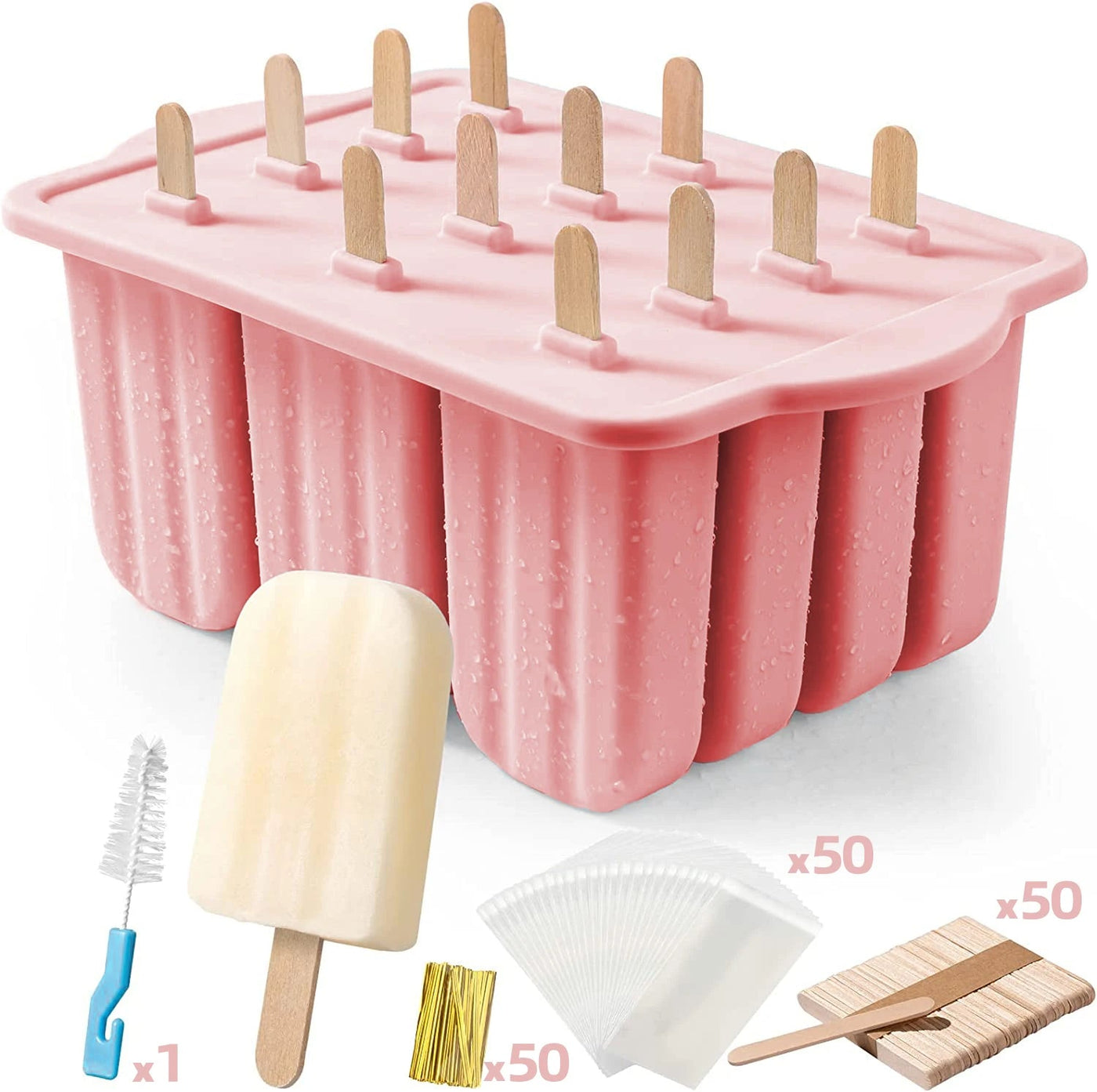 Silicone Popsicle Molds With Wooden Sticks For Kids Snacks