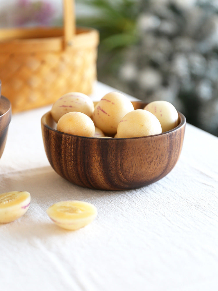 Natural Wooden Bowl For Kitchen Fruit Salad And Food Serving