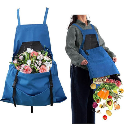 Cross Back Gardening Apron With Deep Kangaroo Pockets For Tools