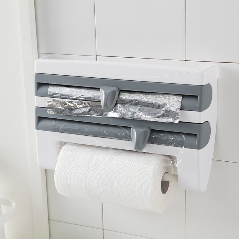 4-in-1 Kitchen Roll Holder Dispenser For Foil Film Wrap Tissue Paper