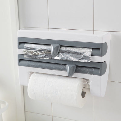 4-in-1 Kitchen Roll Holder Dispenser For Foil Film Wrap Tissue Paper