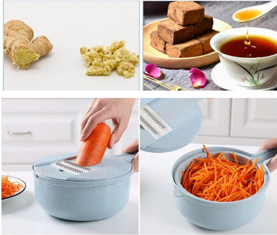 8 In 1 Mandoline Slicer Vegetable Cutter Potato Peeler Grater Strainer