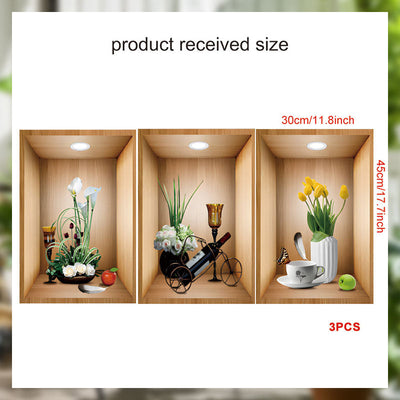 Simulated Plant Flowers 3D Photo Frame Wall Sticker Decoration