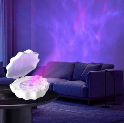 Retro Shell Bluetooth Speaker With Colorful Projection And Sleep Sounds