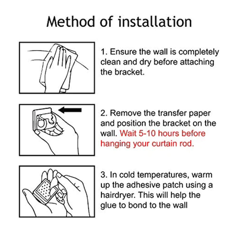 Nail-free Adjustable Curtain Rod Brackets Set Of 2 Holders