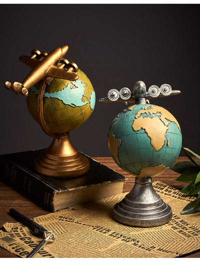 Retro Globe Clock Classic Design Decorative Table Clock