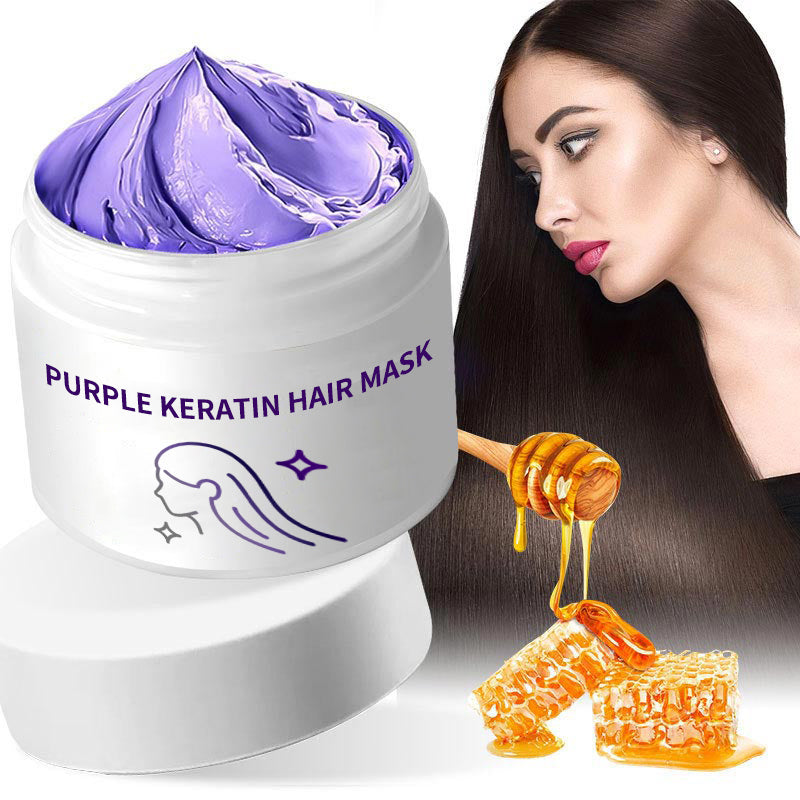 Purple Keratin Hair Mask Protects Color Neutralizes Brass Yellow Tones
