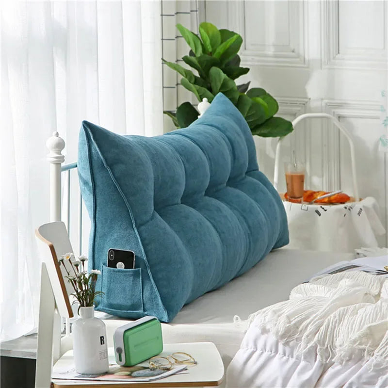 Triangular Bed Headboard Pillow Large Backrest Cushion For Reading Sleeping Support