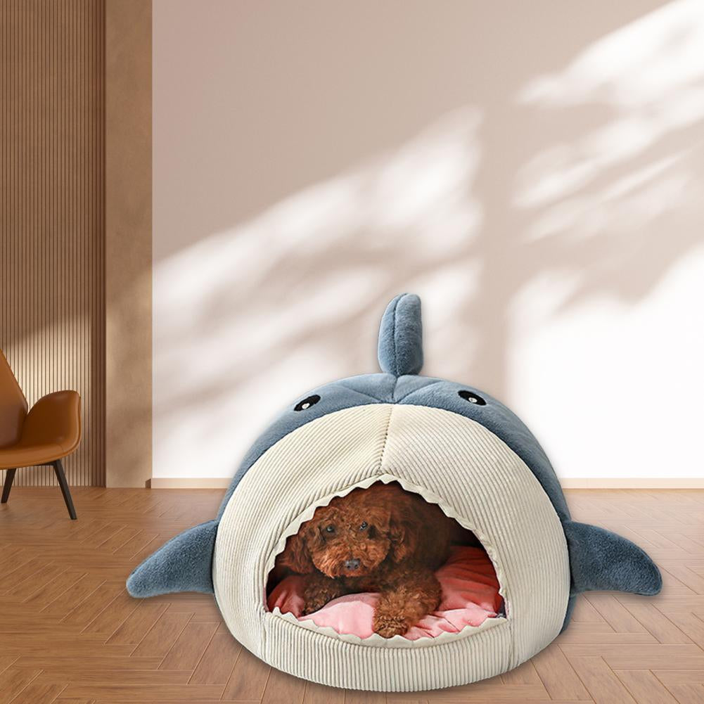 Shark-Shaped Cat Bed Cozy Semi Closed Nest For Pet Comfort