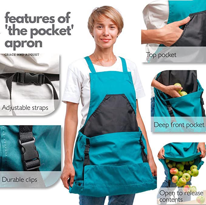Cross Back Gardening Apron With Deep Kangaroo Pockets For Tools