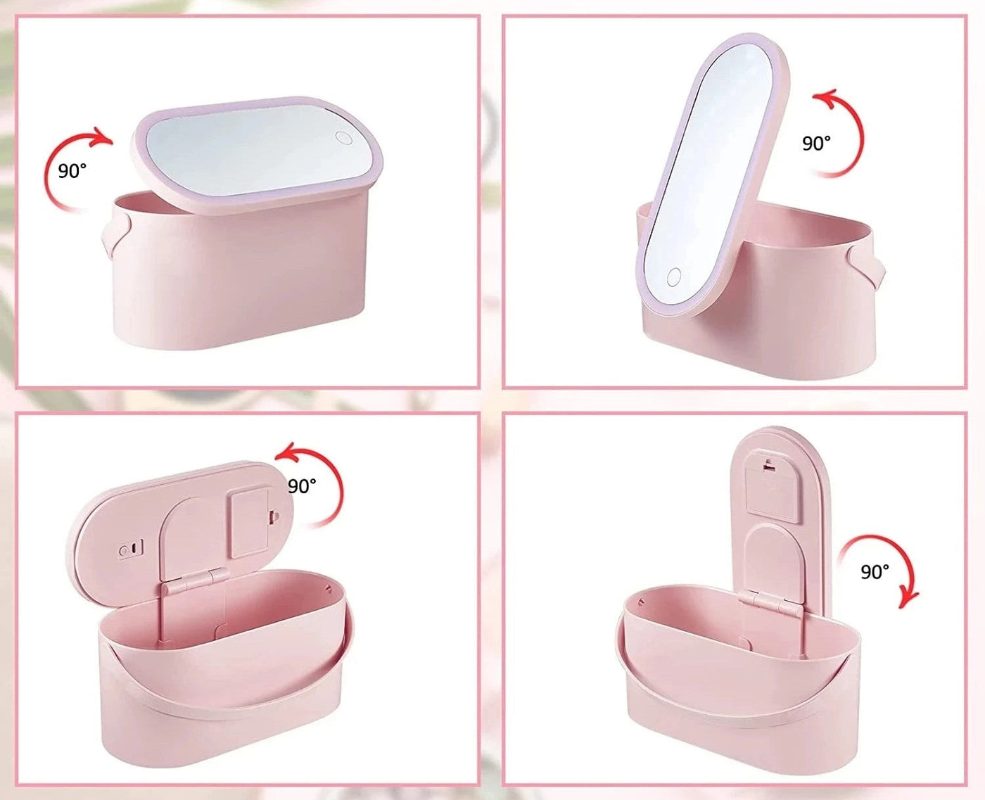 Portable LED Makeup Organizer With Mirror Compact Folding Cosmetic Case