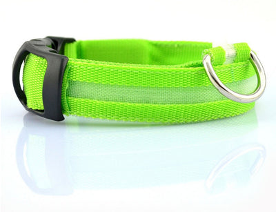 Nylon LED Dog Collar Adjustable Luminous Safety Glow Night Light