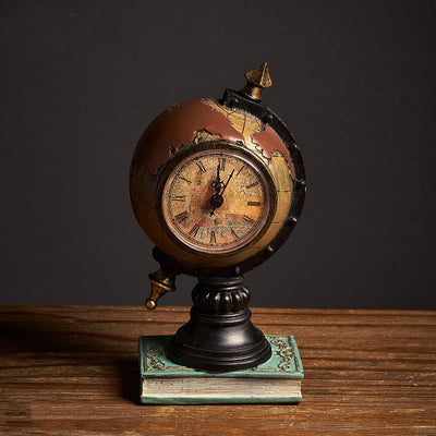 Retro Globe Clock Classic Design Decorative Table Clock