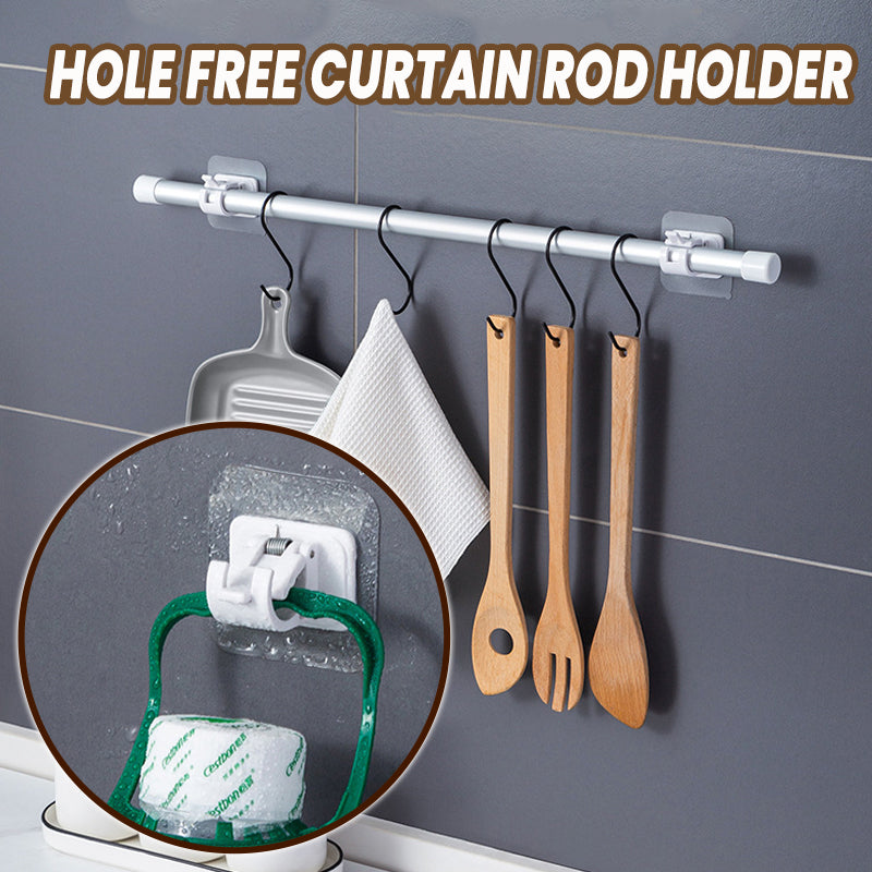 Nail-free Adjustable Curtain Rod Brackets Set Of 2 Holders