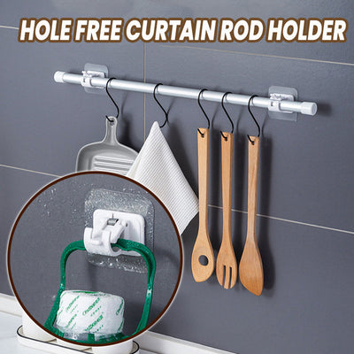 Nail-free Adjustable Curtain Rod Brackets Set Of 2 Holders