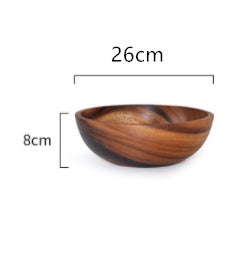 Natural Wooden Bowl For Kitchen Fruit Salad And Food Serving