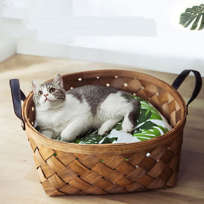 Woven Cat Bed Comfortable Cozy Durable Soft Pet Sleeping Basket