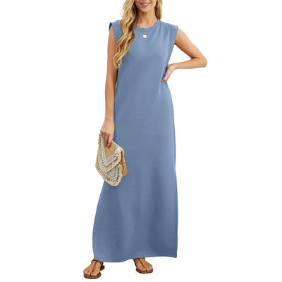 Women Loose Split Long Dress Wrinkle-Free Comfortable Summer Wear