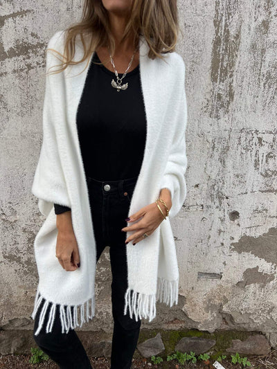 Women's Knitted Shawl Long Sleeve Casual Tassel Coat Wrap