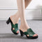 Women's Platform Chunky High Heel Sandals Slip On Summer Shoes