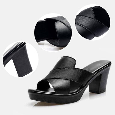 Women's Platform Chunky High Heel Sandals Slip On Summer Shoes