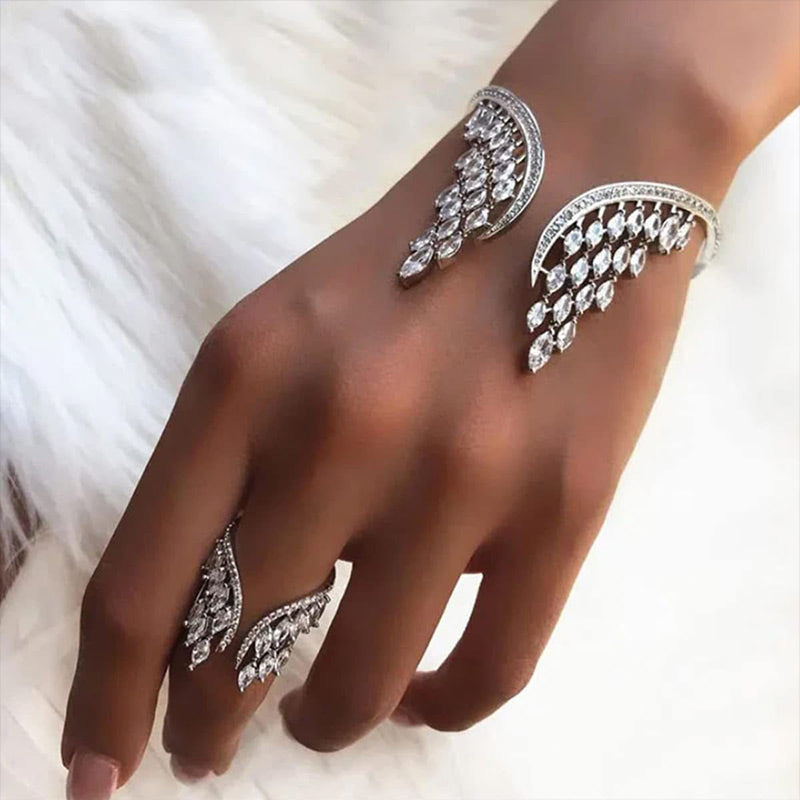 Angel Wings Jewelry Set Elegant Bracelet And Ring Accessories