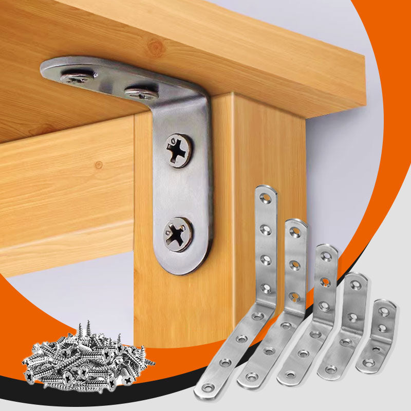 4-Pack Stainless Steel Corner Braces With 30 Screws For Support