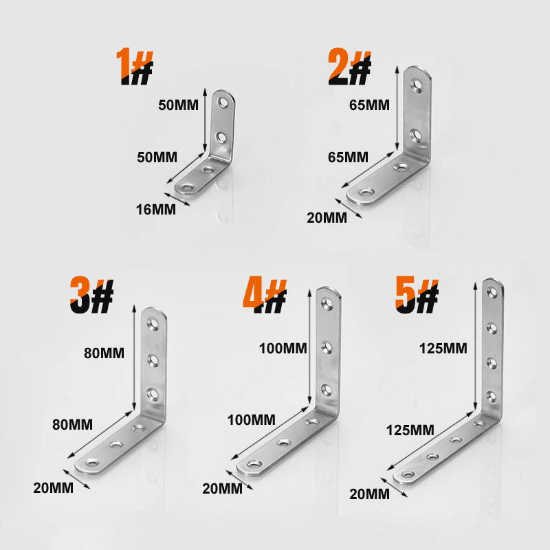 4-Pack Stainless Steel Corner Braces With 30 Screws For Support