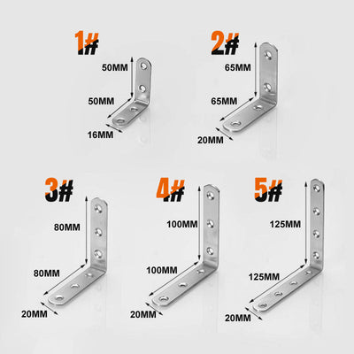 4-Pack Stainless Steel Corner Braces With 30 Screws For Support