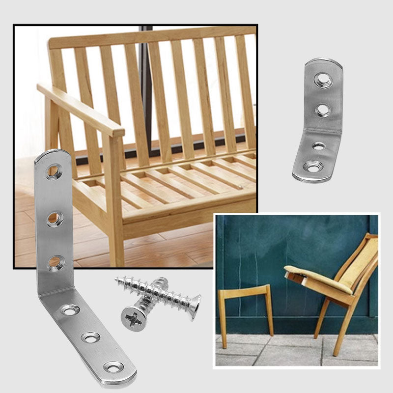 4-Pack Stainless Steel Corner Braces With 30 Screws For Support