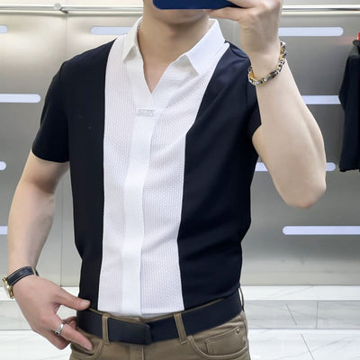 Men’s Business Casual Patchwork Shirt Stylish Office Wear
