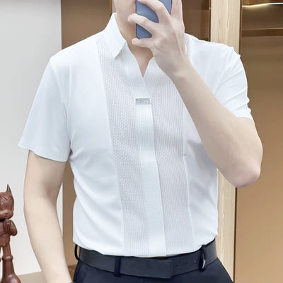 Men’s Business Casual Patchwork Shirt Stylish Office Wear