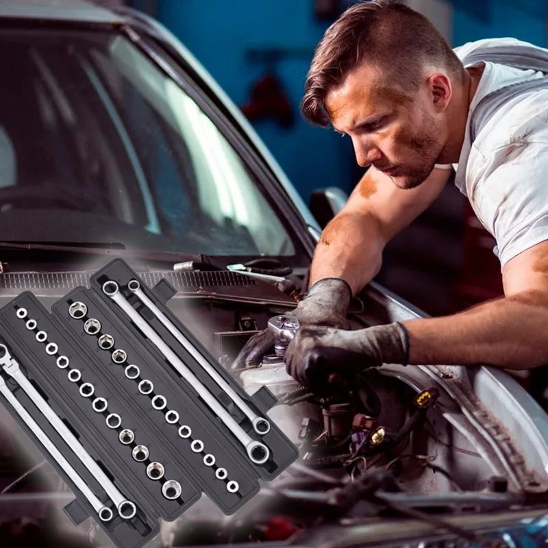 15pcs Adjustable Ratchet Wrench Kit With Durable Tools Set