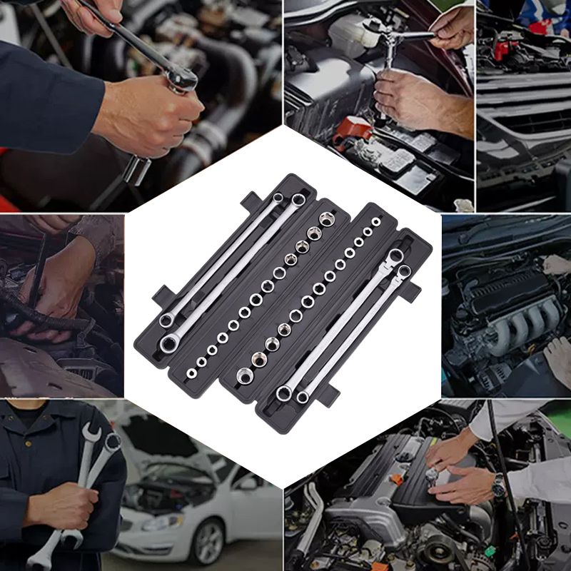 15pcs Adjustable Ratchet Wrench Kit With Durable Tools Set