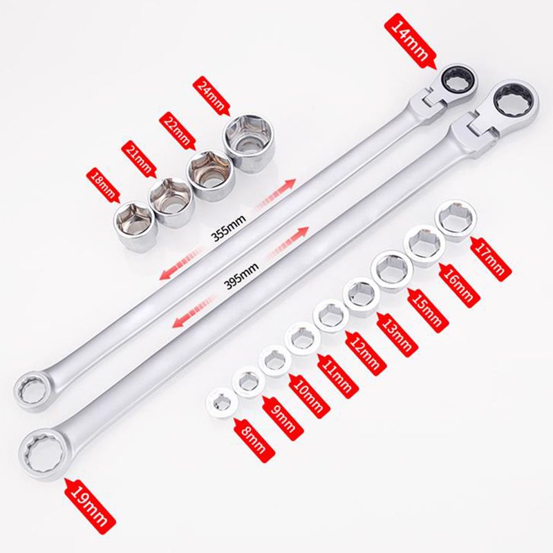 15pcs Adjustable Ratchet Wrench Kit With Durable Tools Set