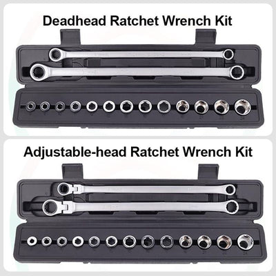 15pcs Adjustable Ratchet Wrench Kit With Durable Tools Set