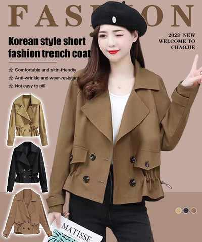Korean Style Trench Coat Short Fashion Lightweight Outerwear