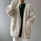 Slouchy Knitted Cardigan With Cozy Pockets For Casual Wear