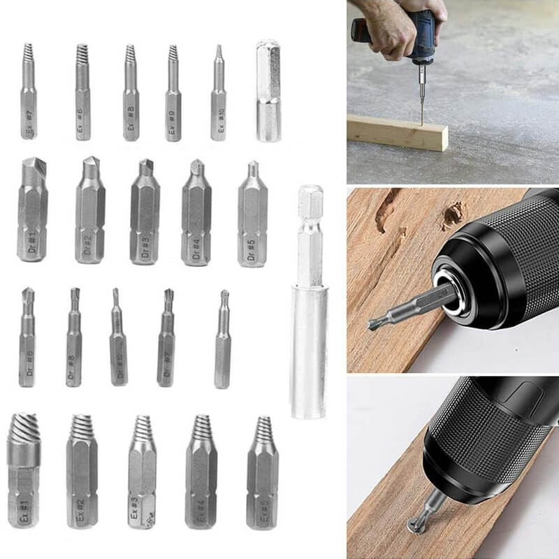 Screw Extractor Set For Removing Damaged And Stripped Screws
